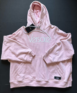 Versace Embroidered Pink Sweatshirt with Hoodie 12 US (46 Eu) 1014290 NWT $1050