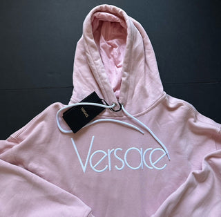 Versace Embroidered Pink Sweatshirt with Hoodie 12 US (46 Eu) 1014290 NWT $1050