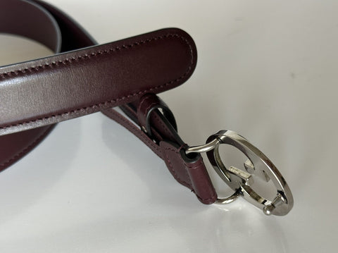 Gucci Interlocking G Buckle Leather Belt Ruby Bordeaux 105/42 Italy 734771 NWT