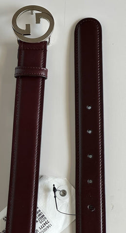 Gucci Interlocking G Buckle Leather Belt Ruby Bordeaux 105/42 Italy 734771 NWT