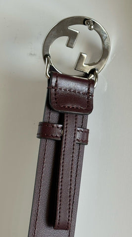 Gucci Interlocking G Buckle Leather Belt Ruby Bordeaux 105/42 Italy 734771 NWT
