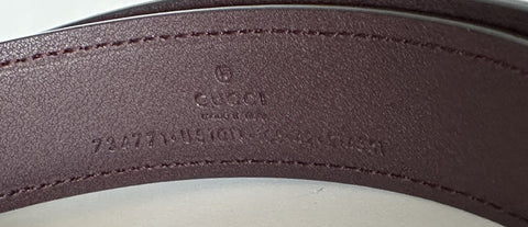 Gucci Interlocking G Buckle Leather Belt Ruby Bordeaux 105/42 Italy 734771 NWT