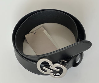 Gucci Interlocking G Buckle Leather Belt Black 80/32 Italy 745826 NWT