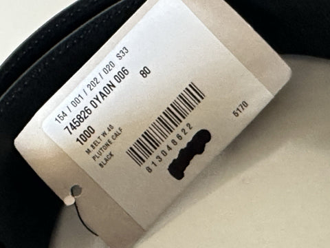 Gucci Interlocking G Buckle Leather Belt Black 80/32 Italy 745826 NWT