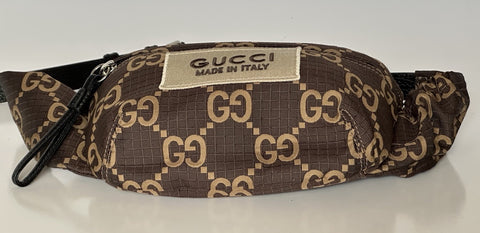 Gucci Maxi GG Logo BrownNylon Belt Bag 767934 Italy New