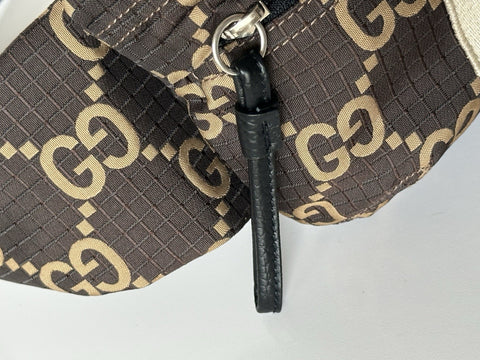 Gucci Maxi GG Logo BrownNylon Belt Bag 767934 Italy New