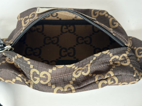 Gucci Maxi GG Logo BrownNylon Belt Bag 767934 Italy New
