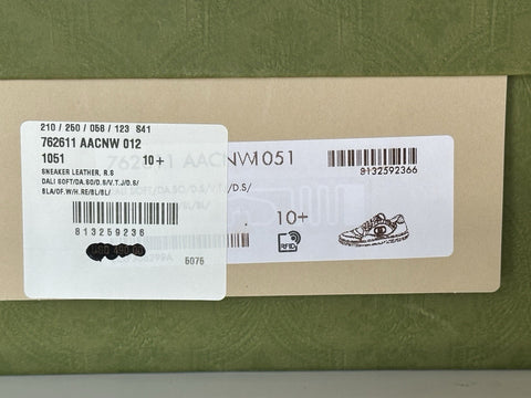 Gucci Dali Soft White/Black/Red Leather Sneakers 11 US (Gucci 10.5) 762611 NIB