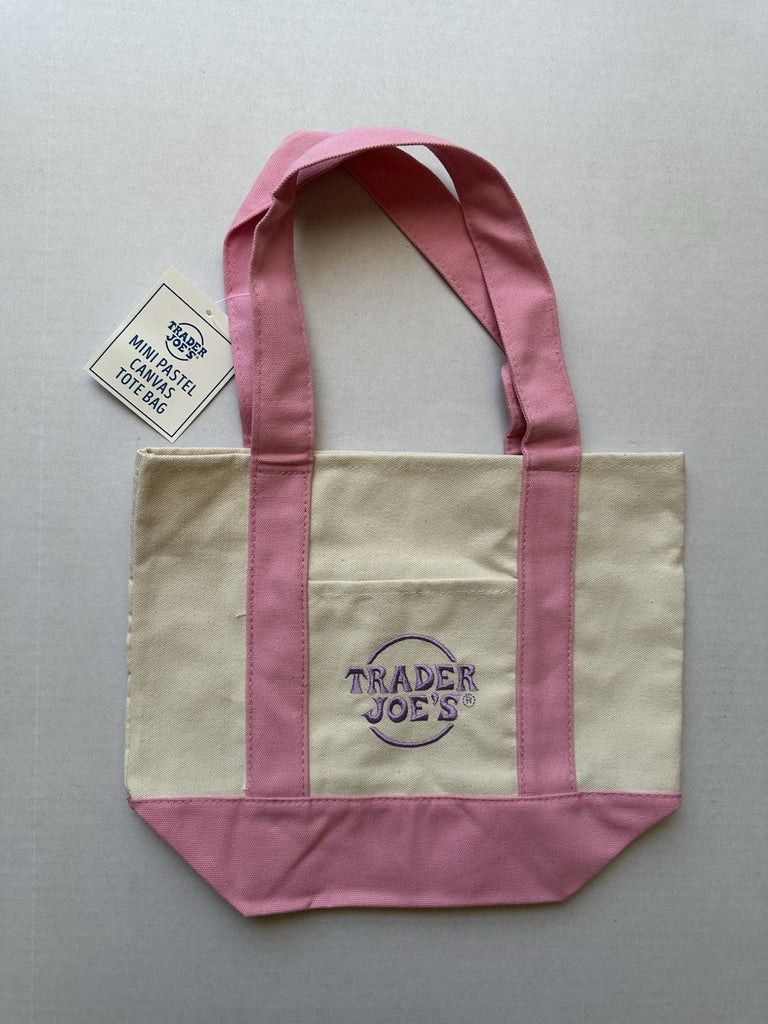 Trader Joe's Pastel Mini Canvas Tote Bags Pink 2025 LIMITED EDITION New