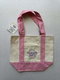 Trader Joe's Pastel Mini Canvas Tote Bags Pink 2025 LIMITED EDITION New