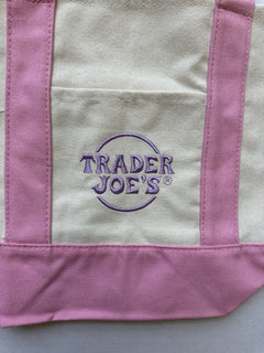 Trader Joe's Pastel Mini Canvas Tote Bags Pink 2025 LIMITED EDITION New