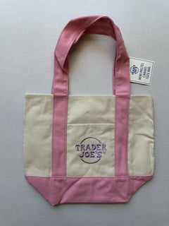 Trader Joe's Pastel Mini Canvas Tote Bags Pink 2025 LIMITED EDITION New