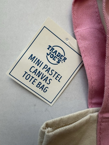 Trader Joe's Pastel Mini Canvas Tote Bags Pink 2025 LIMITED EDITION New