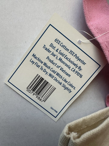 Trader Joe's Pastel Mini Canvas Tote Bags Pink 2025 LIMITED EDITION New