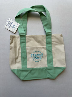 Trader Joe's Pastel Mini Canvas Tote Bags Mint Green 2025 LIMITED EDITION New