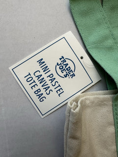 Trader Joe's Pastel Mini Canvas Tote Bags Mint Green 2025 LIMITED EDITION New