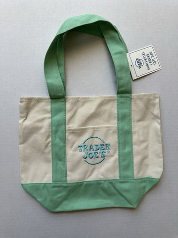 Trader Joe's Pastel Mini Canvas Tote Bags Mint Green 2025 LIMITED EDITION New