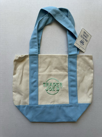 Trader Joe's Pastel Mini Canvas Tote Bags Sky Blue 2025 LIMITED EDITION New