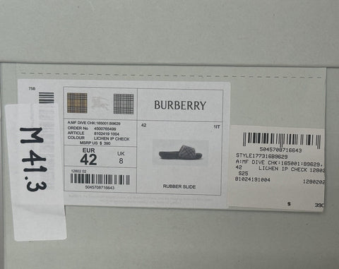 Burberry Dive Lichen IP Check Slide Sandals 9 US (42 Euro) 8102419 IT NIB $390