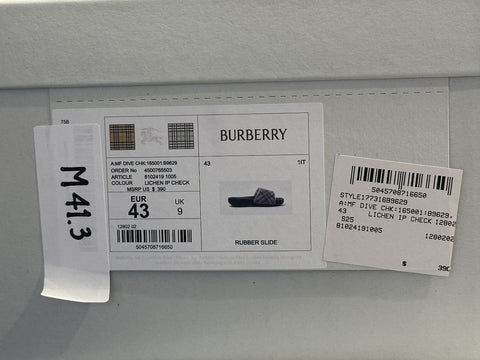 Burberry Dive Lichen IP Check Slide Sandals 10 US (43 Euro) 8102419 IT NIB $390