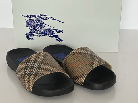 Burberry Dive Sand IP Check Slide Sandals 11 US (44 Euro) 8102133 IT NIB $390