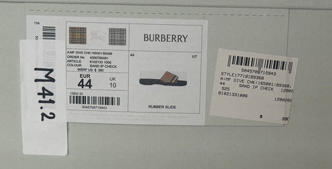 Burberry Dive Sand IP Check Slide Sandals 11 US (44 Euro) 8102133 IT NIB $390