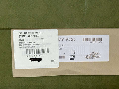 Gucci Dali Soft Gray/White Leather Sneakers 12.5 US (Gucci 12) Italy 778301 NIB