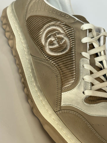 Gucci Dali Soft Gray/White Leather Sneakers 12.5 US (Gucci 12) Italy 778301 NIB