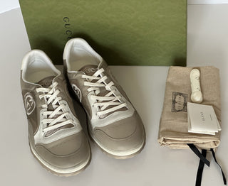 Gucci Dali Soft Gray/White Leather Sneakers 13.5 US (Gucci 13) Italy 778301 NIB