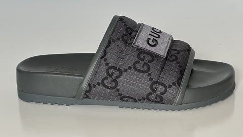 Gucci Men’s Ripstop GG Gray/Black Sandals 6.5 US (Gucci 6) 771466 NIB