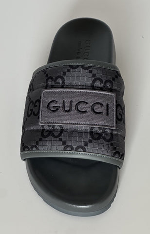 Gucci Men’s Ripstop GG Gray/Black Sandals 6.5 US (Gucci 6) 771466 NIB