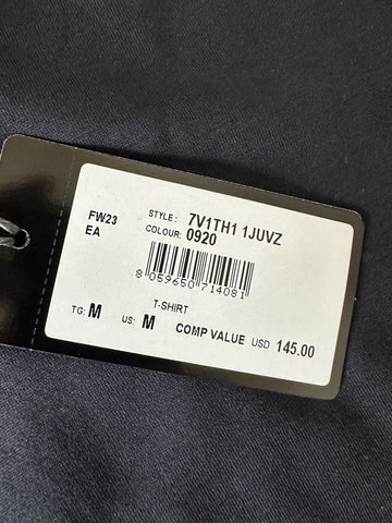 Emporio Armani Blue Short Sleeve Embroidered T-Shirt Medium 7V1TH1 NWT $145