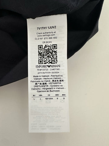 Emporio Armani Blue Short Sleeve Embroidered T-Shirt Large 7V1TH1 NWT $145