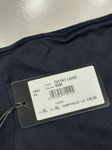 Emporio Armani Blue Short Sleeve Embroidered T-Shirt XL 7V1TH1 NWT $145
