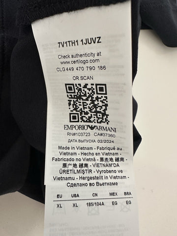 Emporio Armani Blue Short Sleeve Embroidered T-Shirt XL 7V1TH1 NWT $145