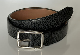 NWT $590 Fendi FF Logo Calf Leather Black/Grey Belt 110/44 Italy 7C0434