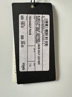 NWT $590 Fendi FF Logo Calf Leather Black/Grey Belt 110/44 Italy 7C0434