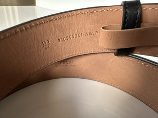 NWT $590 Fendi FF Logo Calf Leather Black/Grey Belt 110/44 Italy 7C0434