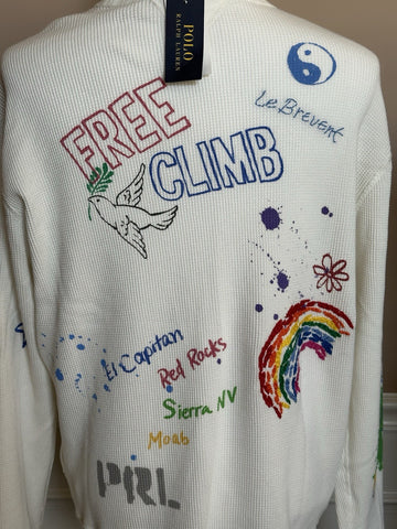 Polo Ralph Lauren Men’s Peace/Love Embroidered White Sweater Large NWT $198