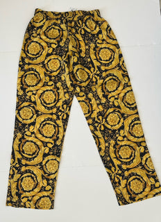 Versace Baroque Print Silk Pajama Pants Black/Gold 3 US 1005409 NWT $1325