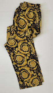 Versace Baroque Print Silk Pajama Pants Black/Gold 4 US 1005409 NWT $1325