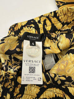 Versace Baroque Print Silk Pajama Pants Black/Gold 4 US 1005409 NWT $1325