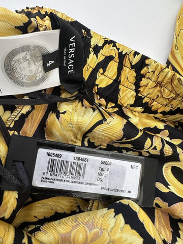 Versace Baroque Print Silk Pajama Pants Black/Gold 4 US 1005409 NWT $1325