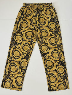 Versace Baroque Print Silk Pajama Pants Black/Gold 4 US 1005409 NWT $1325