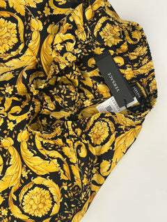 Versace Baroque Print Silk Pajama Pants Black/Gold 4 US 1005409 NWT $1325