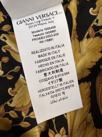 Versace Baroque Print Silk Pajama Pants Black/Gold 4 US 1005409 NWT $1325