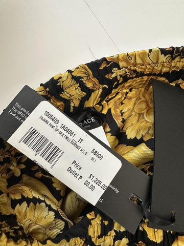 Versace Baroque Print Silk Pajama Pants Black/Gold 5 US 1005409 NWT $1325