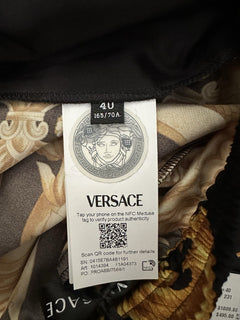 Versace Heritage Print Logo Womens Black/Gold Shorts 6 US (40) 1014394 NWT $1000