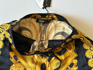 Versace Heritage Print Logo Womens Black/Gold Shorts 6 US (40) 1014394 NWT $1000