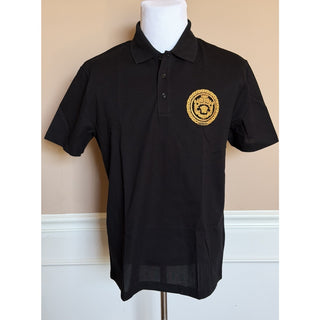 Versace Black Embroidered Piquet Cotton Polo Shirt XL 1013906 Made in Italy NWT
